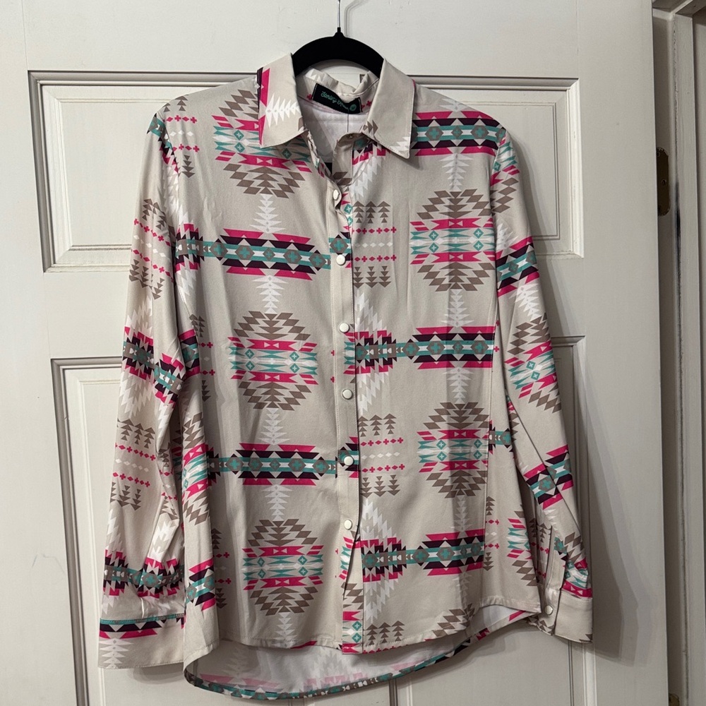 Tribal Print Button Down Shirt